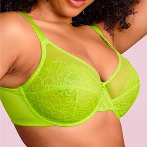 HSIA Enchante Unlined Lace Underwire Bra new with tags (NWT) 46 DDD lime
Green
